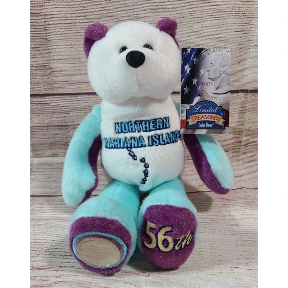 Limited Treasures Plush Northern Mariana Islands Coin Bear Stuffed Animal 8" - Picture 1 of 6